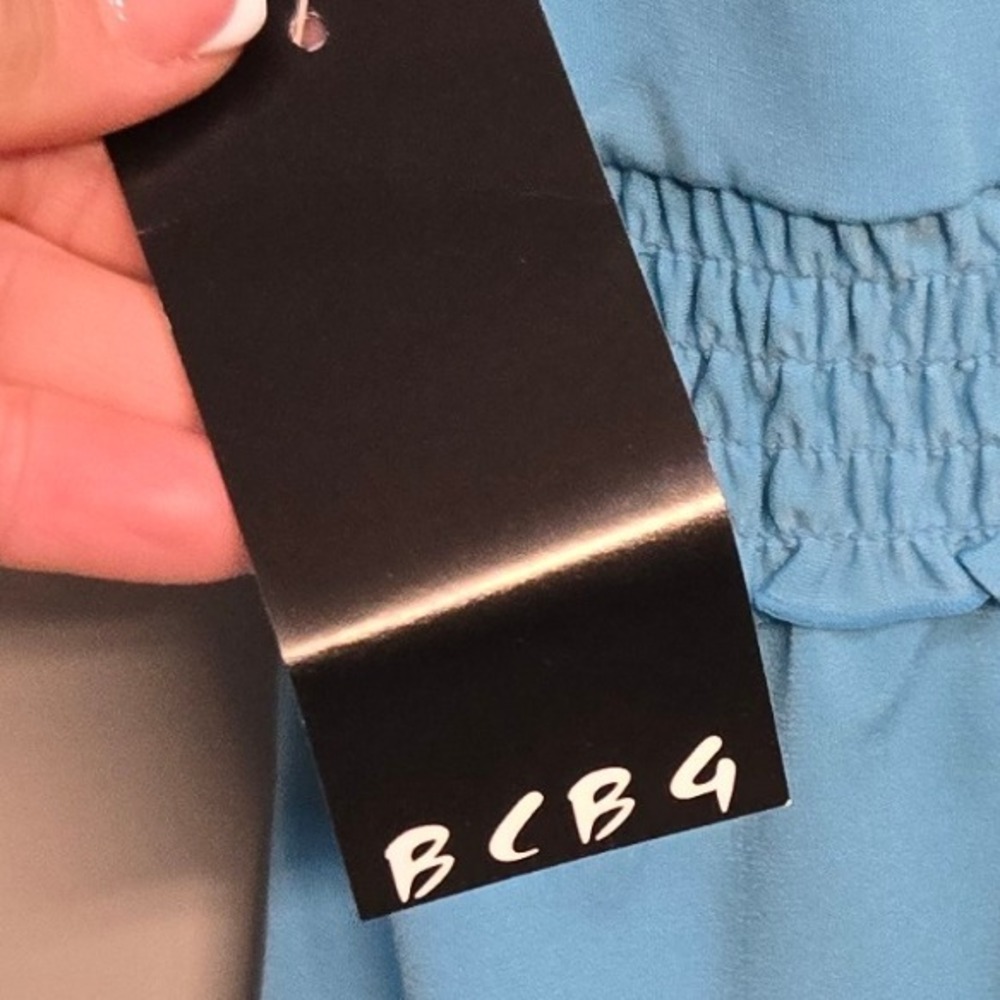 BCBG Paris Babydoll Shirt Top Women XL Blue Ruffle Empire Waist Ruffle Retro Y2K - Picture 9 of 9